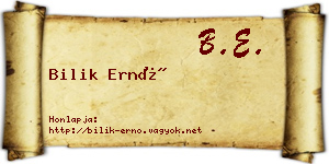 Bilik Ernő névjegykártya